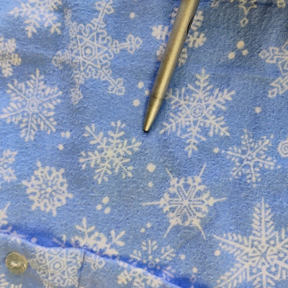 Lanz of Salzburg Nightgown Med Flannel Snowflake Maxi Cotton Cottage Winter